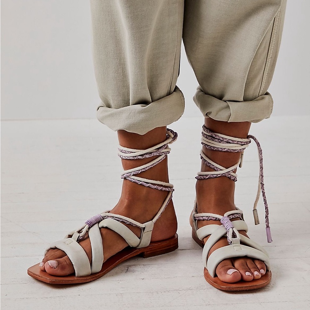 Free People Linden Wrap Sandals Bone NWT Size 38.5